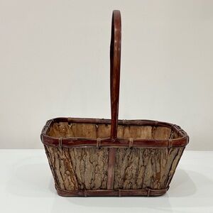 Vintage Tree Bark Basket Gathering Berry Rustic Primitive Decor Cabin Nature